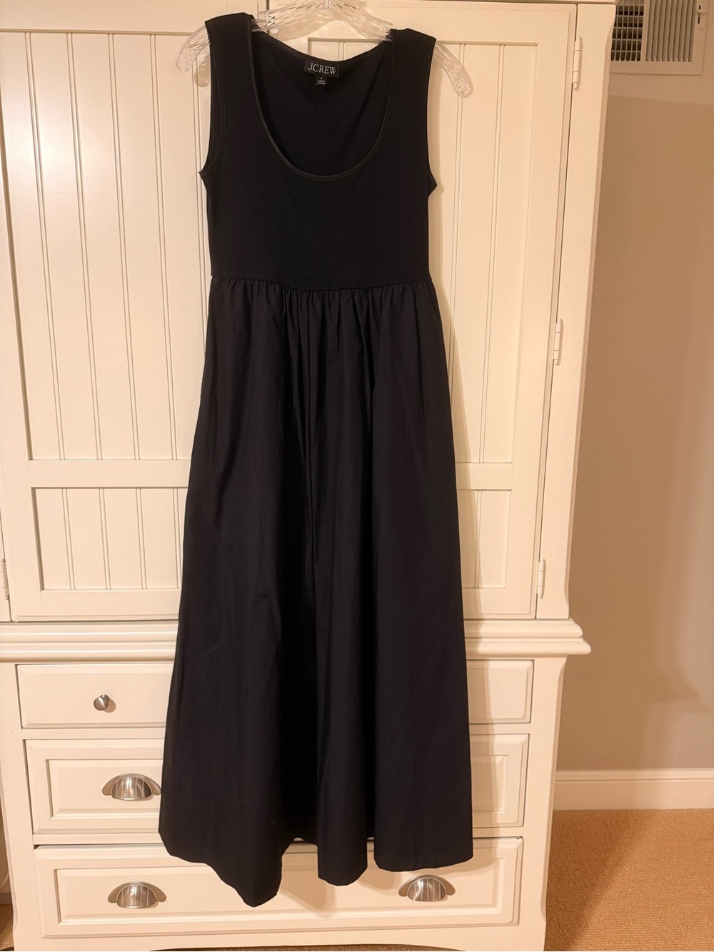 J. Crew Scoopneck Mixed Media Maxi Dress in Black size Small